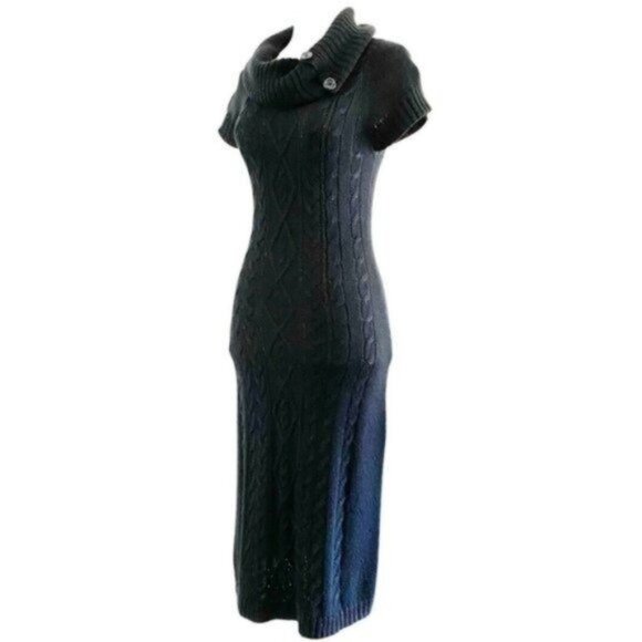 Calvin Klein Cap Sleeve Cowl Neck Cable Knit Wool Blend Sweater Dress Sz XS - Picture 3 of 7
